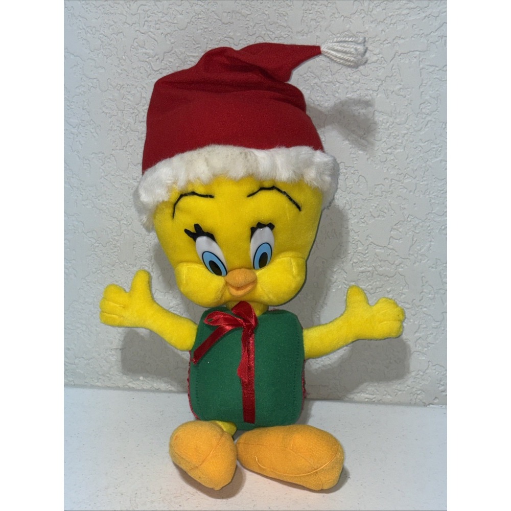 VTG 1998 Warner Bros. Studio Tweety Bird Santa Hat Christmas Plush Looney Tunes